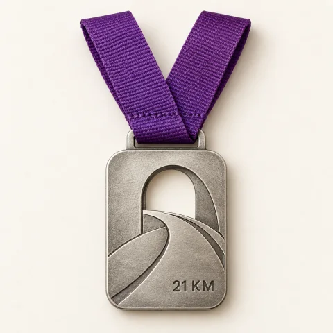 Medalha de exemplo: Corrida · 21 km